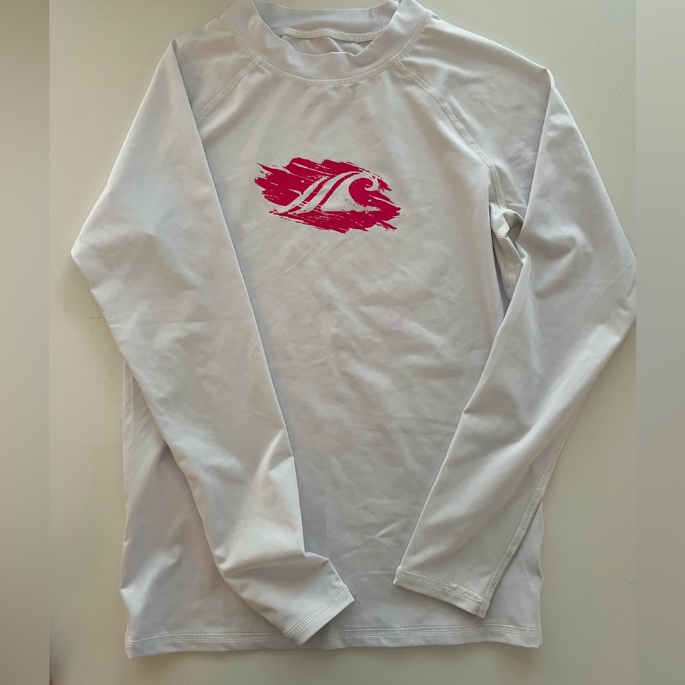 Tesla Rash guard Kids Size 12 / Medium White and Pink NWOT